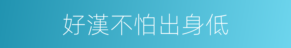 好漢不怕出身低的同義詞