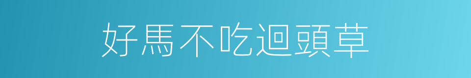 好馬不吃迴頭草的意思