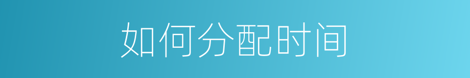 如何分配时间的同义词