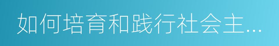 如何培育和践行社会主义核心价值观的同义词