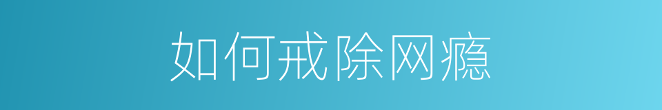 如何戒除网瘾的同义词