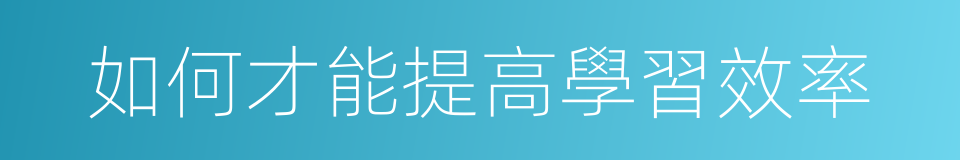 如何才能提高學習效率的同義詞