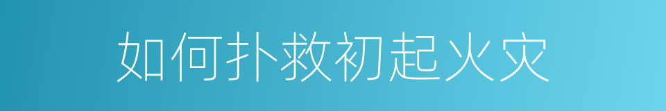 如何扑救初起火灾的同义词
