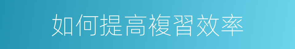 如何提高複習效率的同義詞