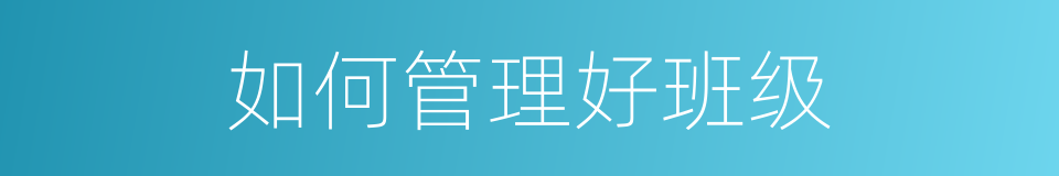 如何管理好班级的同义词