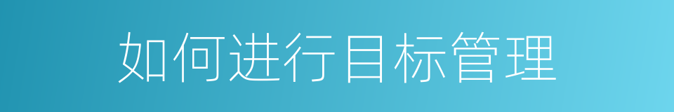 如何进行目标管理的同义词