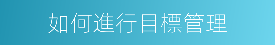 如何進行目標管理的同義詞
