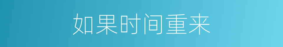 如果时间重来的同义词