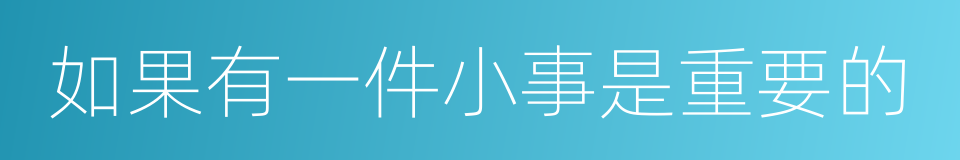 如果有一件小事是重要的的同义词