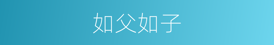 如父如子的同义词