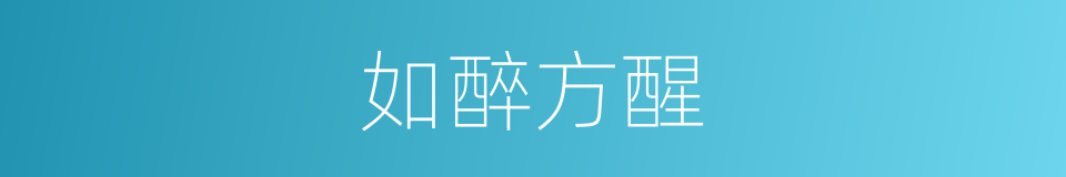 如醉方醒的意思