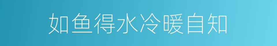 如鱼得水冷暖自知的同义词