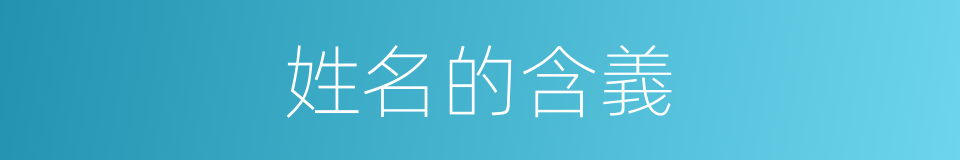 姓名的含義的同義詞