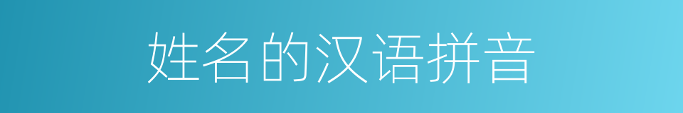 姓名的汉语拼音的意思