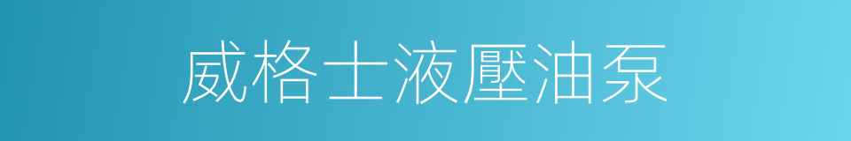 威格士液壓油泵的同義詞