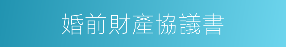 婚前財產協議書的同義詞