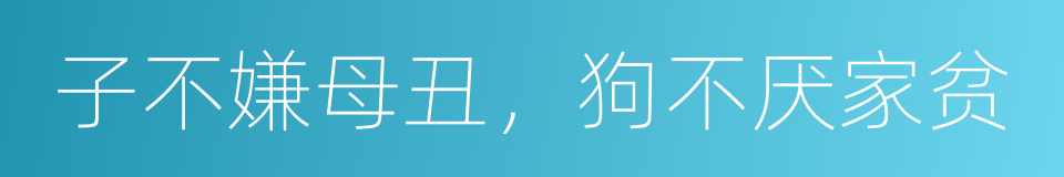 子不嫌母丑，狗不厌家贫的同义词