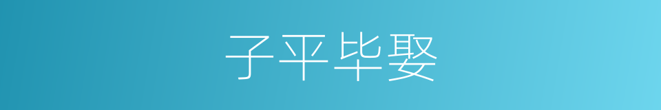 子平毕娶的意思