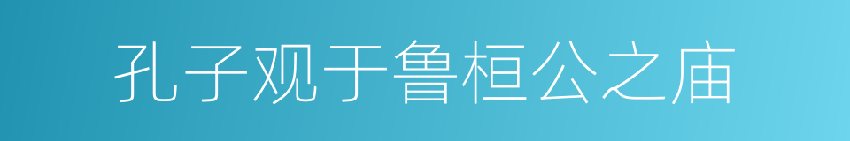 孔子观于鲁桓公之庙的同义词