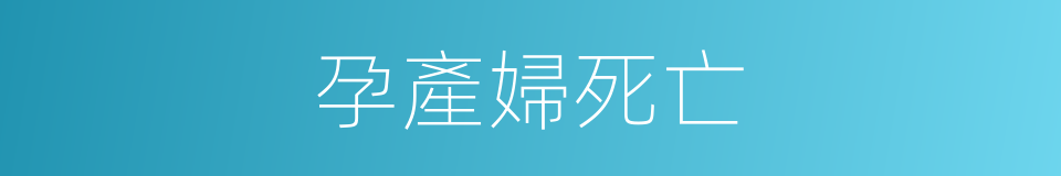 孕產婦死亡的同義詞