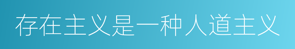 存在主义是一种人道主义的同义词