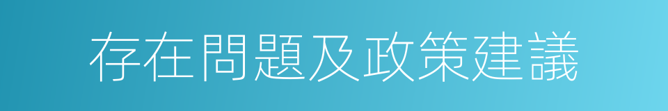 存在問題及政策建議的同義詞