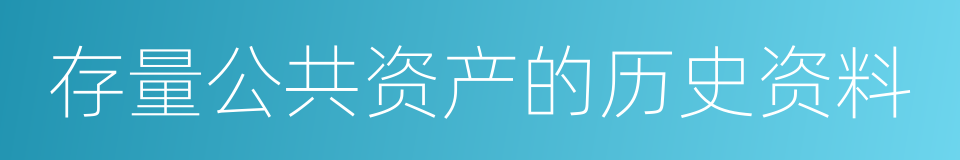 存量公共资产的历史资料的同义词