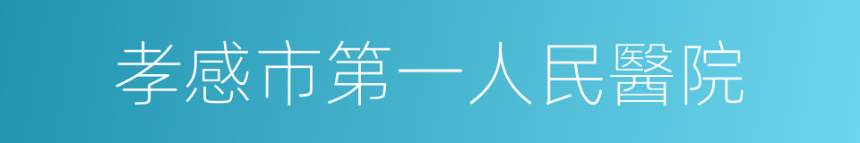 孝感市第一人民醫院的同義詞