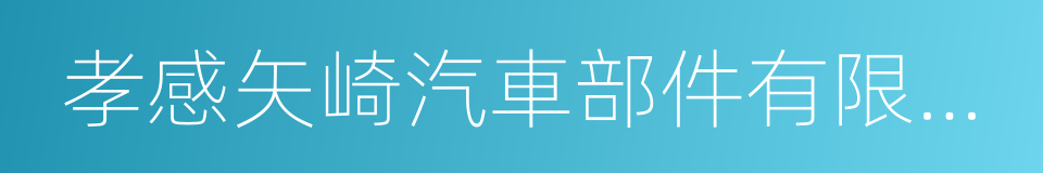 孝感矢崎汽車部件有限公司的同義詞