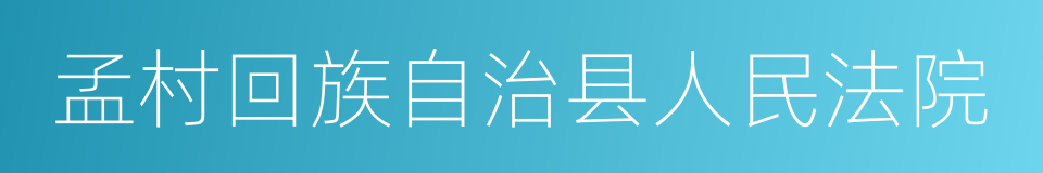 孟村回族自治县人民法院的同义词