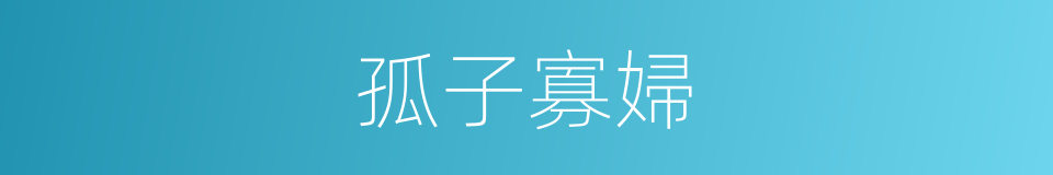 孤子寡婦的意思