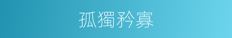 孤獨矜寡的意思