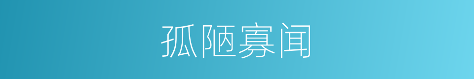 孤陋寡闻的意思