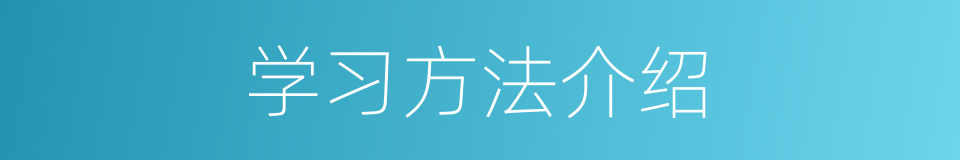 学习方法介绍的同义词