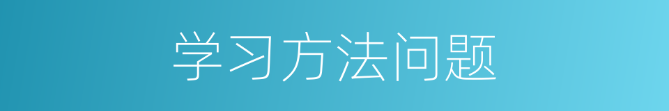 学习方法问题的同义词