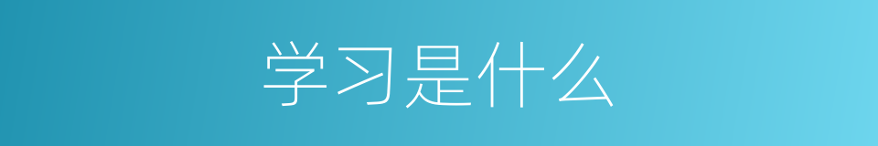 学习是什么的意思