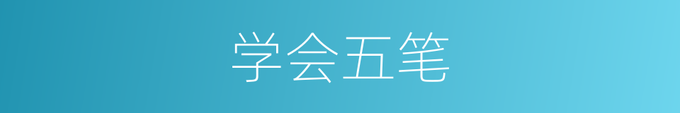 学会五笔的意思