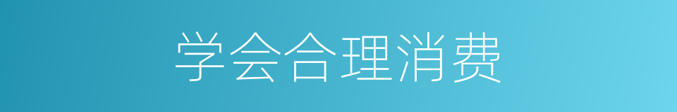 学会合理消费的同义词