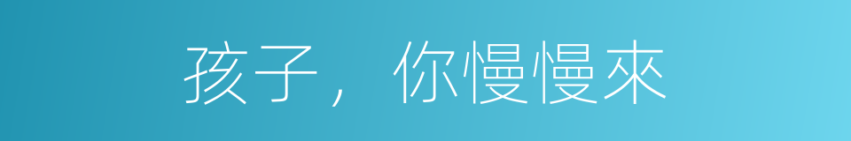 孩子，你慢慢來的同義詞