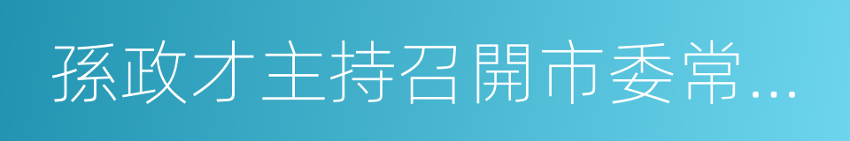 孫政才主持召開市委常委會會議的同義詞