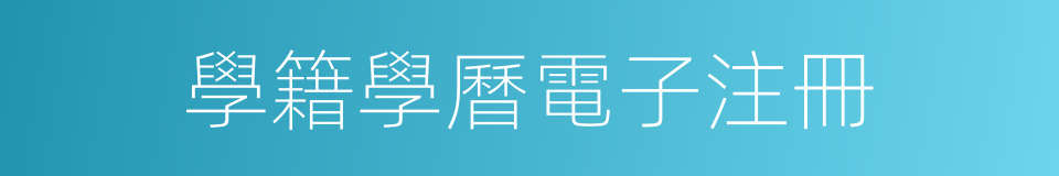 學籍學曆電子注冊的同義詞