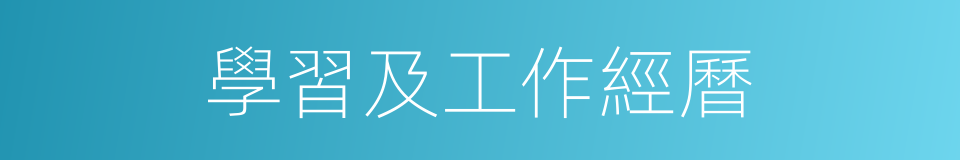 學習及工作經曆的同義詞