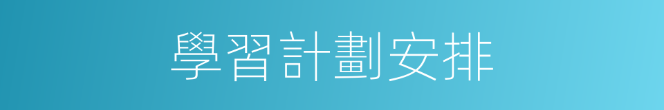 學習計劃安排的同義詞