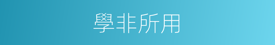 學非所用的意思