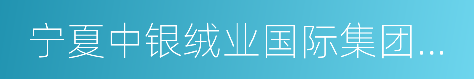 宁夏中银绒业国际集团有限公司的同义词