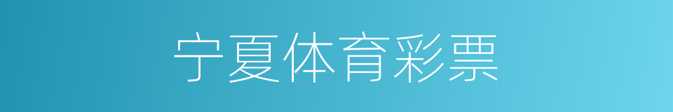 宁夏体育彩票的同义词