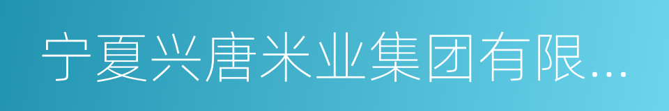 宁夏兴唐米业集团有限公司的同义词
