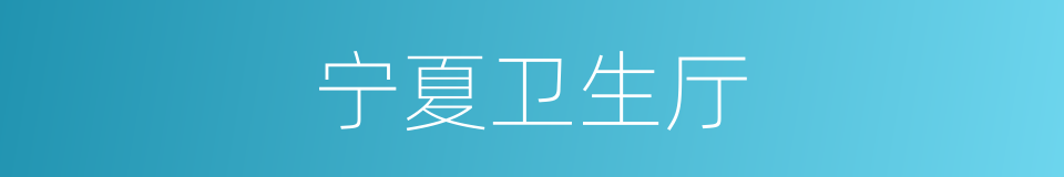 宁夏卫生厅的同义词