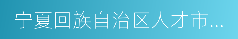 宁夏回族自治区人才市场条例的同义词