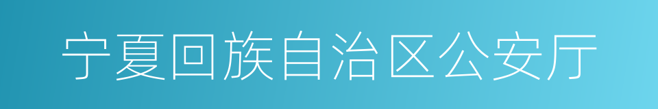 宁夏回族自治区公安厅的同义词